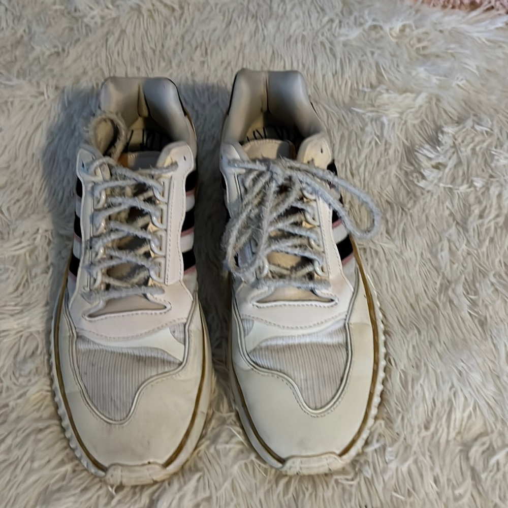 Light, beige and white, Disney, edition, Adidas sneakers, slightly worn